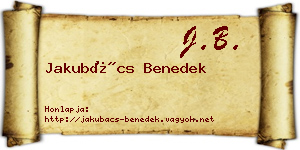 Jakubács Benedek névjegykártya
